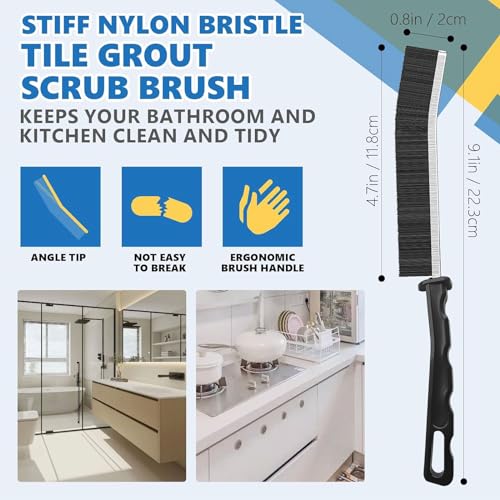 Crevice Cleaning Brush Set - 12 Hard Bristle Tools for Tight Spaces