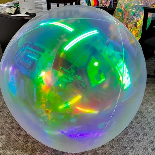 Round Iridescent 4D Balloons - 3 Pack 32 Inch Holographic Rainbow Party Decor