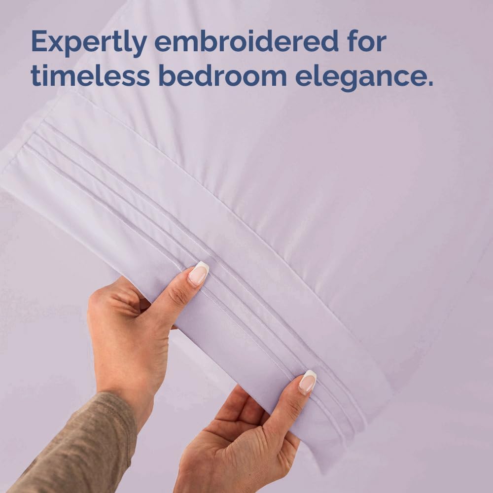 Skiennix Queen Pillow Cases Set of 2 | Ultra Soft Hotel Quality & Wrinkle Free - Light Lavender