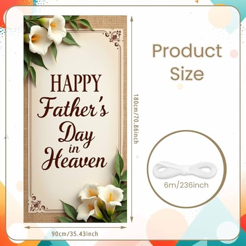 Happy Father's Day in Heaven Door Cover Banner - Floral Butterfly Tribute