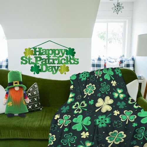 St. Patrick's Day Shamrock Throw Blanket, Ultra-Soft Fleece 50"x40"