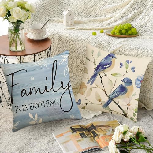 Family is Everything Decorative Throw Pillow Covers - Set of 4, 18x18 Inch