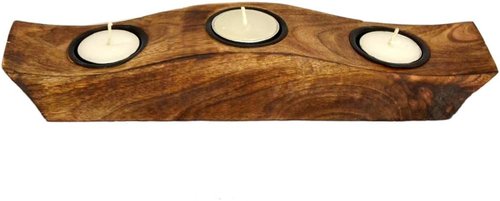 eTroves Wooden Tealight Candle Holder Set - Personalized Mango Wood Votive Holders for Rustic Events