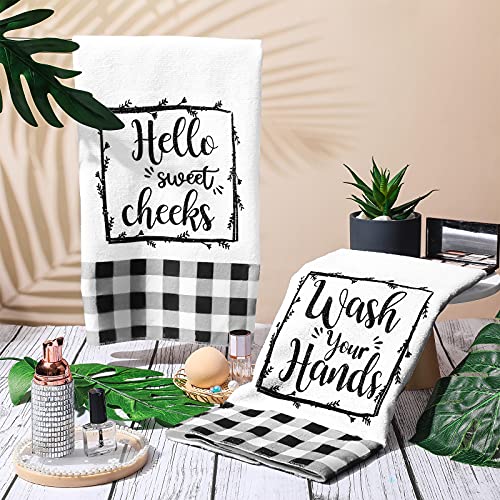 Tatuo Buffalo Plaid Hand Towels - Set of 2, 17x27 Inch, Farmhouse Style