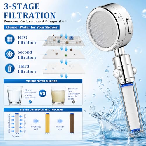 12-Pack Shower Head Filter Replacement Cartridges - PP Cotton Hard Water Filter