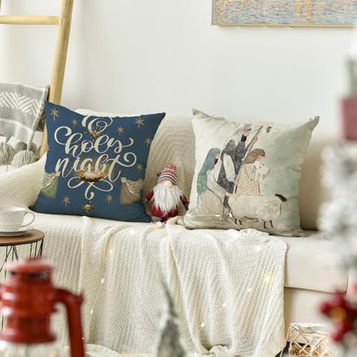 AVOIN colorlife Christmas Snowflake Throw Pillow Covers, 18x18 Inch, Set of 4