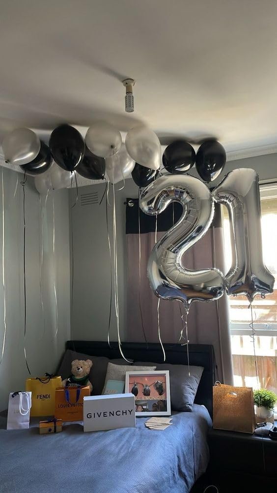 Number 21 Balloon by Silver | 40-Inch Metallic Decoration for 21st Birthday Celebrations