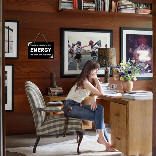 Mindful Energy Wooden Sign Plaque - 12x8 Motivational Decor