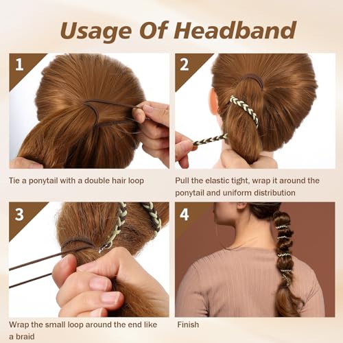 HJZHII 3PCS Spiral Braided Hair Ties Long Ponytail Holder Wrap for Sports