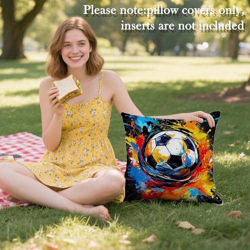 Graffiti Soccer Ball Pillow Cover 18x18 - Sports Decor