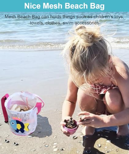 Shark Mesh Beach Bag with Zipper - Sand-Free Toy Organizer for Kids