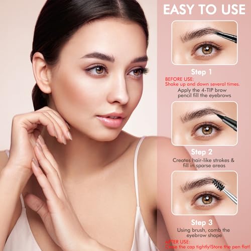 LAVONE 2-in-1 Waterproof Microblading Eyebrow Pen & Precise Brow Pencil Blonde