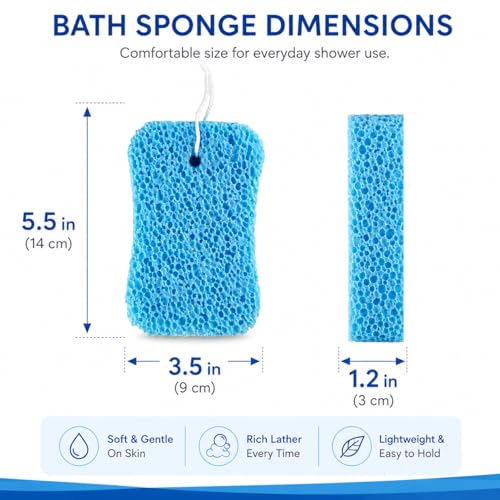 Danpaty Soft Exfoliating Bath Sponge with Hanging Rope - Blue