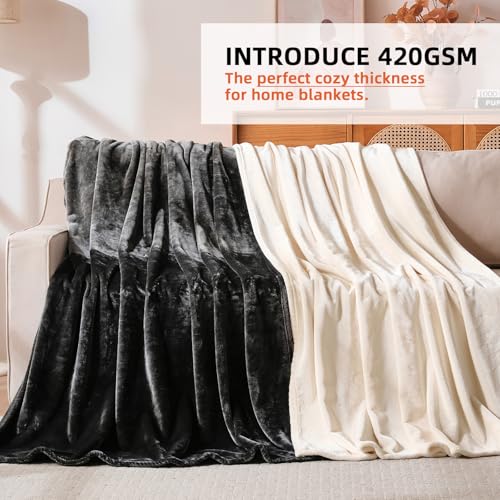 420 GSM Cozy Throw Blanket for Couch - Dark Grey 50''x70''