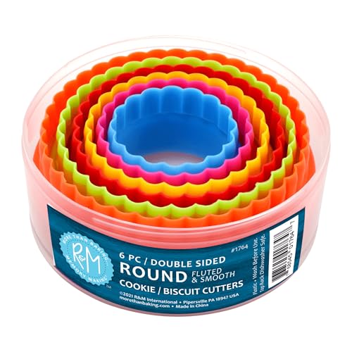 Round Plastic Biscuit & Cookie Cutters Set - Multicolor Nesting Circle Cutters, 6 Sizes, Food Prep