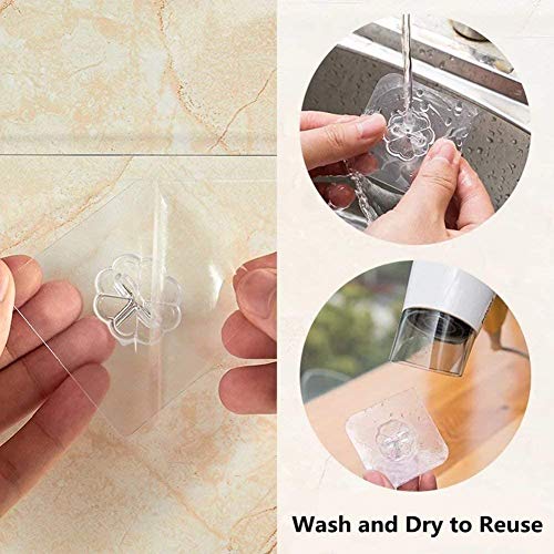 20 Pack Heavy Duty Transparent Adhesive Hooks - Waterproof & Reusable
