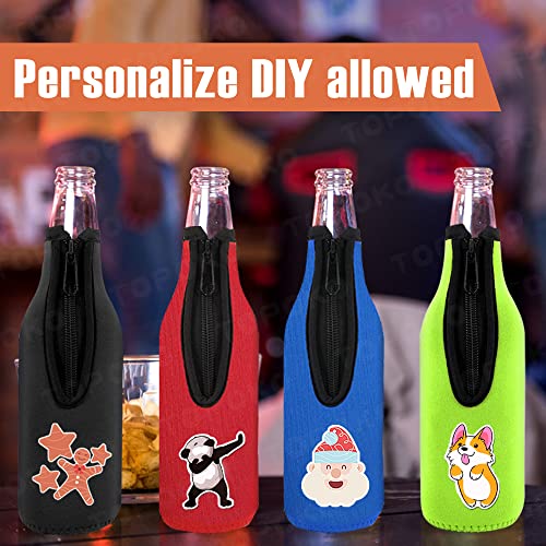 TOPOKO Set of 4 Color Beer Bottle Insulator Sleeves - Keeps Drinks Cold & Hands Warm