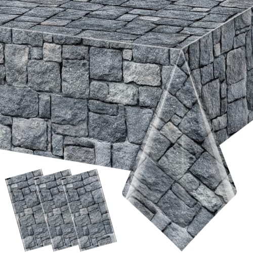 3 Pcs Medieval Castle Tablecloths 54x108 Inch – Stone Pattern