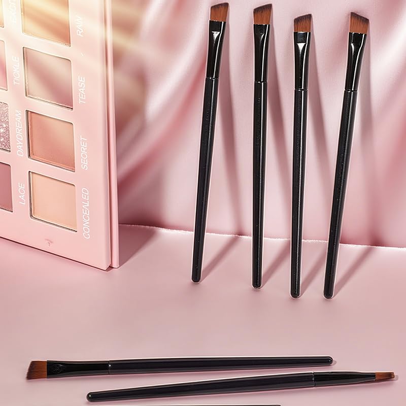 Neuorge Disposable Angled Eyebrow Brushes - 20 Pcs Black Makeup Applicators