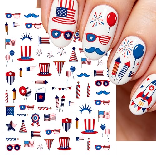 Patriotic Nail Stickers 3D Self-Adhesive American Flag Decals