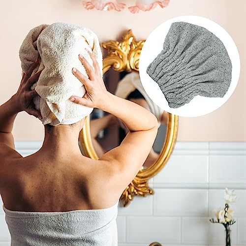 VOCOSTE Charcoal Fiber Hair Drying Towel Cap - Lightweight Gray