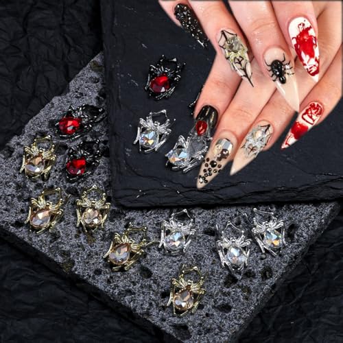 3D Spider Halloween Nail Charms - Alloy Rhinestone Gems for Acrylic Nails