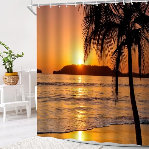 Beach Sunset Shower Curtain - Coastal Decor for Bathrooms