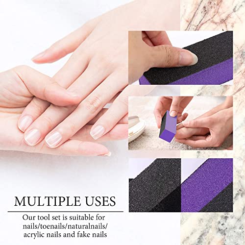 SKYPIA 3-Sided Nail Buffer Blocks - Purple Sanding Polishing Files (2 Pack)