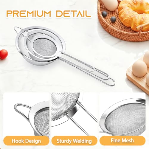 BLIGKO 3-Piece Fine Mesh Strainer Set, Stainless Steel Sieve for Kitchen