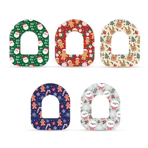 25 Sheets Adhesive Patches for Omnipod 5, Waterproof Sensor Stickers Adhesive Christmas Overpatches Breathable Cover Tape for Omnipod 5