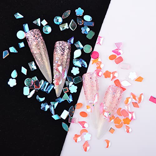 MEILINDS 100pcs Nail Art Rhinestones Set - Mixed Shape Glass Gems & Beads
