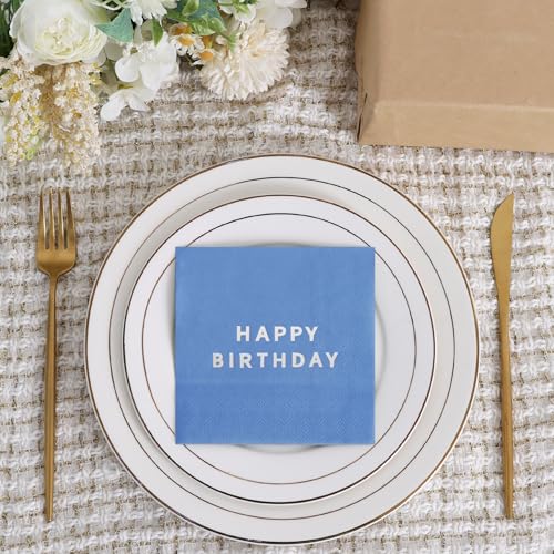 Happy Birthday Cocktail Napkins - 52 Pack, 3-Ply, Blue