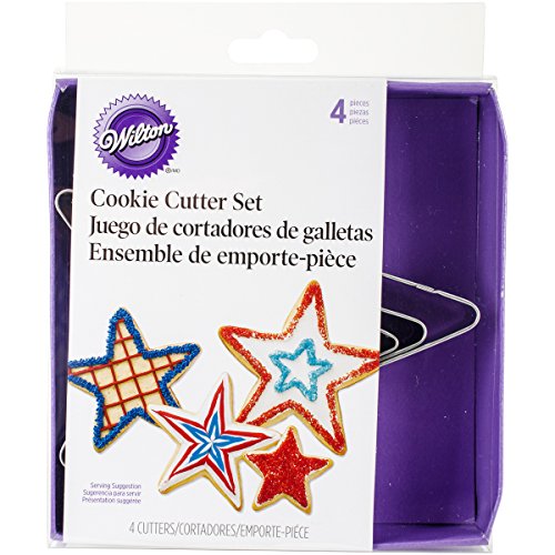 Nesting Metal Cookie Cutter Set - Star Shapes, 4 Sizes for Baking & Holiday Crafts
