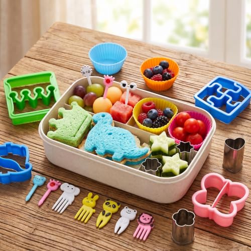 32-Piece Bento Lunch Box Accessories Set - Sandwich Cutters & Food Picks