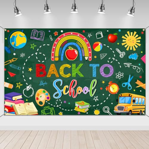 Back to School Photo Backdrop Banner - 6x3.6ft Decorations