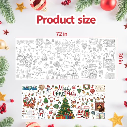 Christmas Giant Coloring Poster 30x72 Inch Craft Tablecloth for Holiday Activities