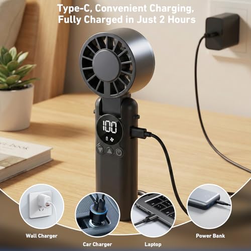 AILBTON Portable Handheld Fan with 5000mAh Battery & LED Display