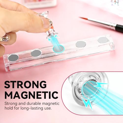 ESUOHYM Press On Nail Stand and Holder Set with Magnetic Tips and Sticky Tabs