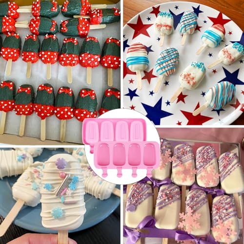 Small Pink Cakesicle Mold Set - Silicone Popsicle Molds with Sticks
