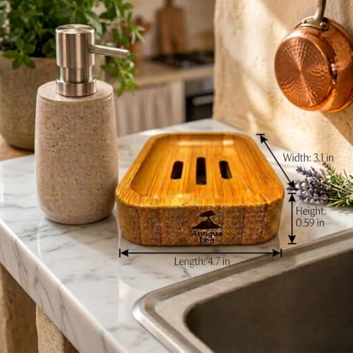 Self-Draining Bamboo Soap Dish Holder - Sustainable & Odor Resistant