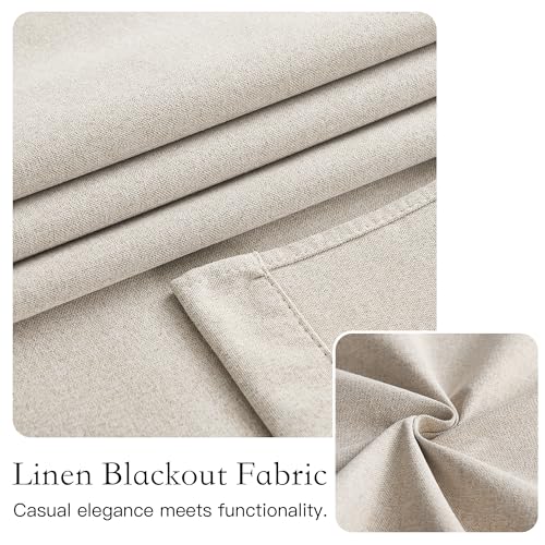 NICETOWN Linen French Door Blackout Curtain - 26" x 40", Adhesive Tie-Up