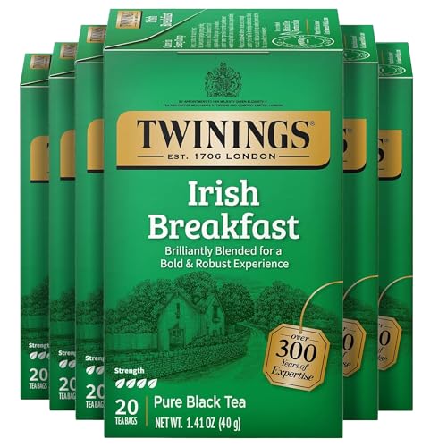 Twinings Irish Breakfast Black Tea Bags, 20 Count (Pack of 6)