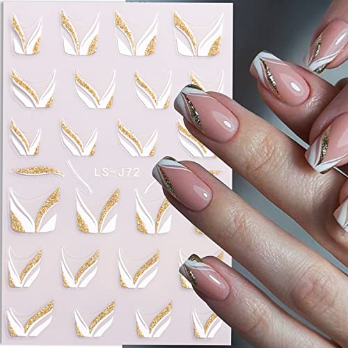 8 Sheets Feather Line Nail Art Stickers 3D Self-Adhesive Decals