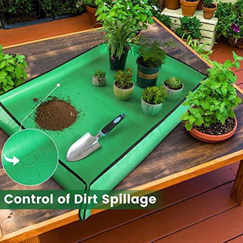 Large 39.5" x 31.5" Pale Green Repotting Mat for Indoor Plants