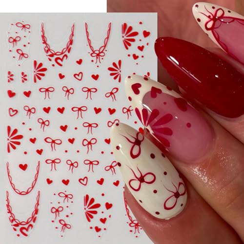 Valentine's Day Red Heart Nail Art Stickers 8-Sheet Self-Adhesive Decals
