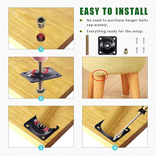 Keadic 8 Sets M8 Furniture Leg Mounting Plates for Sofa and Chair Repair