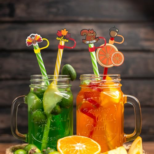 6-Pack Thanksgiving Silicone Straw Covers for Stanley Cups