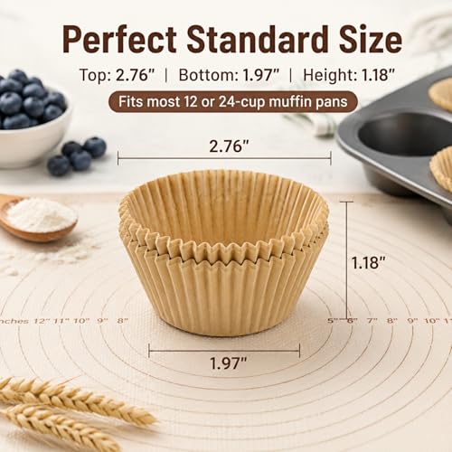 Non-Stick Cupcake Liners - Greaseproof Baking Cups, 200 Pack