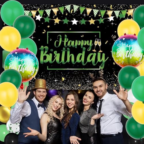 15th Birthday Party Decorations Set with Green Number 15 Balloons