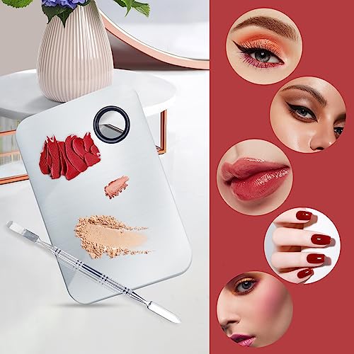 ALIOBC Stainless Steel Makeup Mixing Palette and Spatula Tool for Foundation